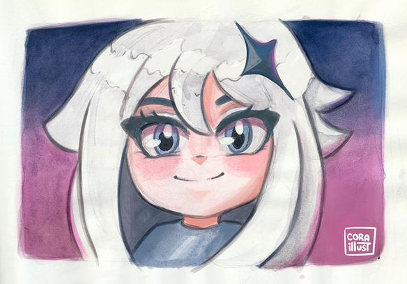 Paimon - Aquarela + arte digital (fanart Genshin Impact)