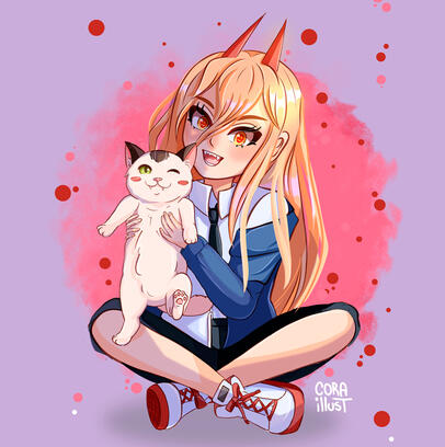 Power e Miauzinho (fanart)